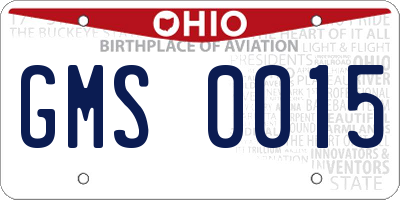 OH license plate GMS0015