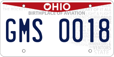 OH license plate GMS0018
