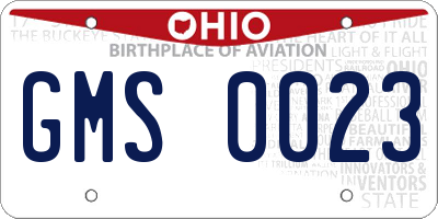 OH license plate GMS0023