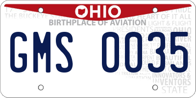 OH license plate GMS0035