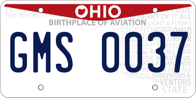 OH license plate GMS0037