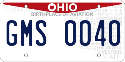 OH license plate GMS0040
