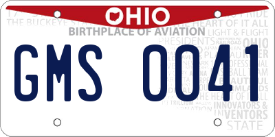 OH license plate GMS0041