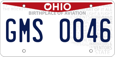 OH license plate GMS0046