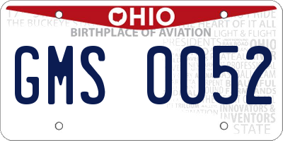 OH license plate GMS0052