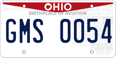 OH license plate GMS0054