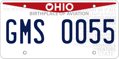OH license plate GMS0055