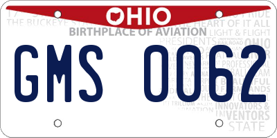 OH license plate GMS0062
