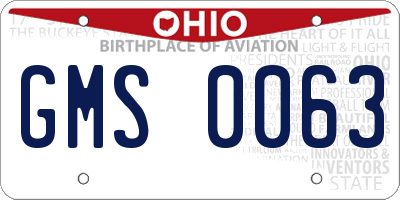 OH license plate GMS0063