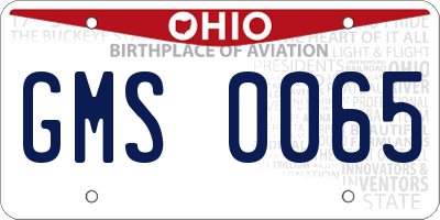 OH license plate GMS0065