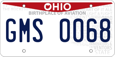 OH license plate GMS0068