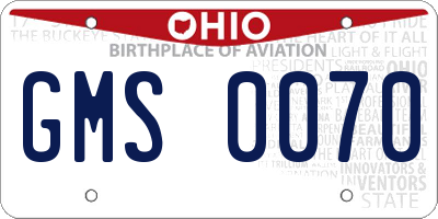 OH license plate GMS0070