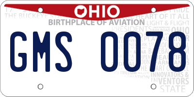 OH license plate GMS0078