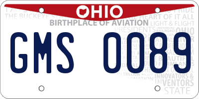OH license plate GMS0089