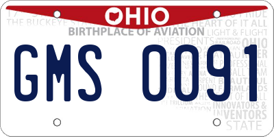 OH license plate GMS0091