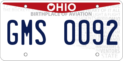 OH license plate GMS0092
