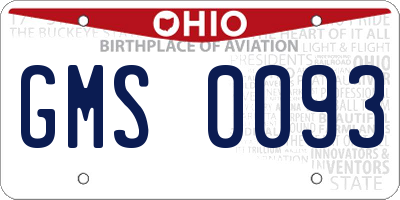 OH license plate GMS0093