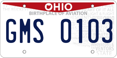 OH license plate GMS0103