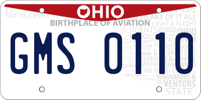 OH license plate GMS0110