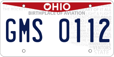 OH license plate GMS0112