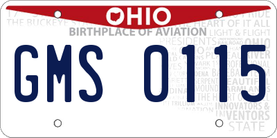 OH license plate GMS0115