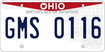 OH license plate GMS0116