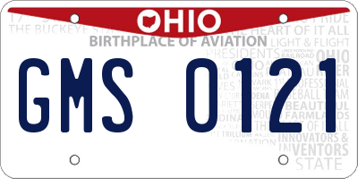 OH license plate GMS0121