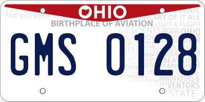 OH license plate GMS0128