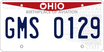OH license plate GMS0129