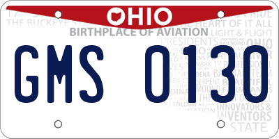 OH license plate GMS0130