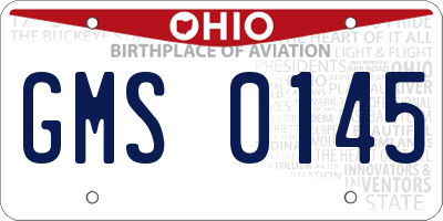 OH license plate GMS0145