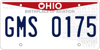 OH license plate GMS0175