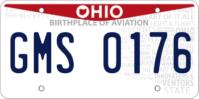 OH license plate GMS0176
