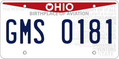 OH license plate GMS0181