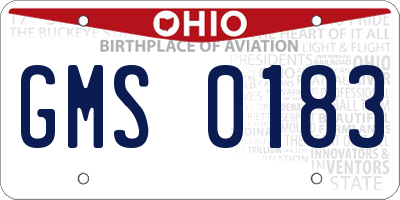 OH license plate GMS0183