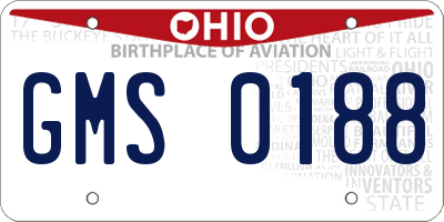 OH license plate GMS0188