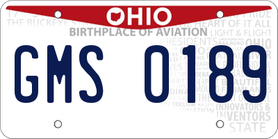 OH license plate GMS0189