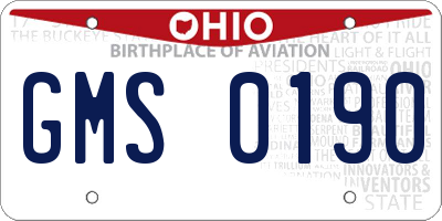 OH license plate GMS0190