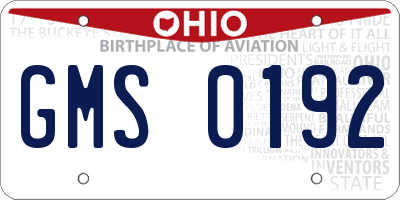 OH license plate GMS0192