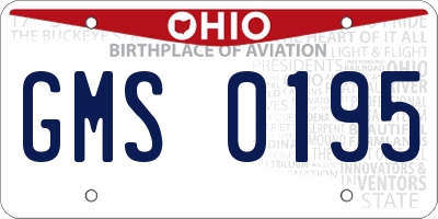 OH license plate GMS0195