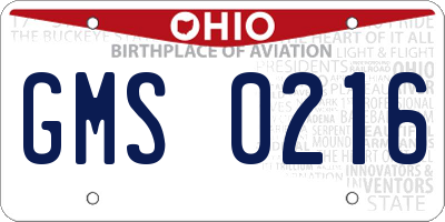 OH license plate GMS0216