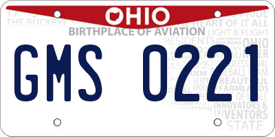 OH license plate GMS0221