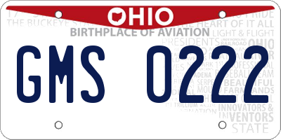 OH license plate GMS0222