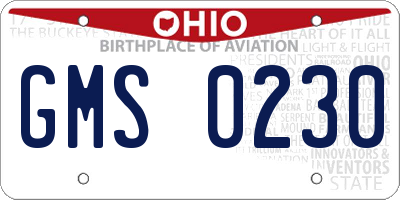 OH license plate GMS0230