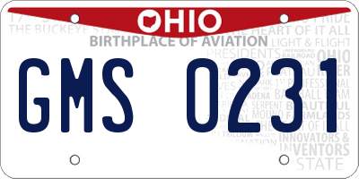 OH license plate GMS0231