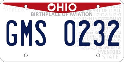 OH license plate GMS0232