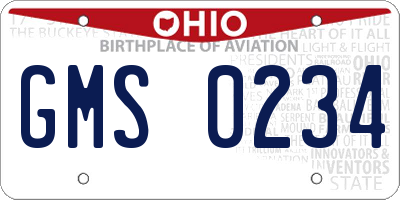 OH license plate GMS0234