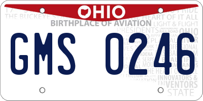 OH license plate GMS0246