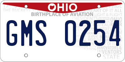 OH license plate GMS0254