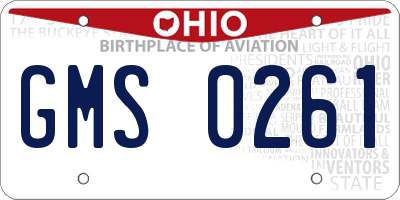 OH license plate GMS0261